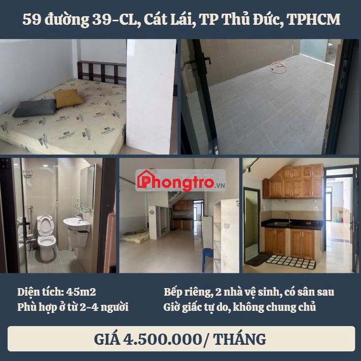 Cho thuê phòng tầng trệt 45m2 - Cát Lái, Q2 cũ