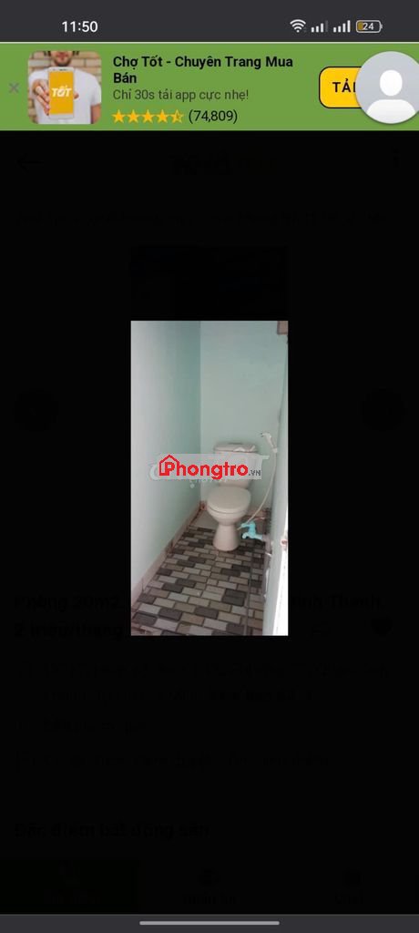 Phòng 20m2. có gác lững, Quận Bình Thanh.