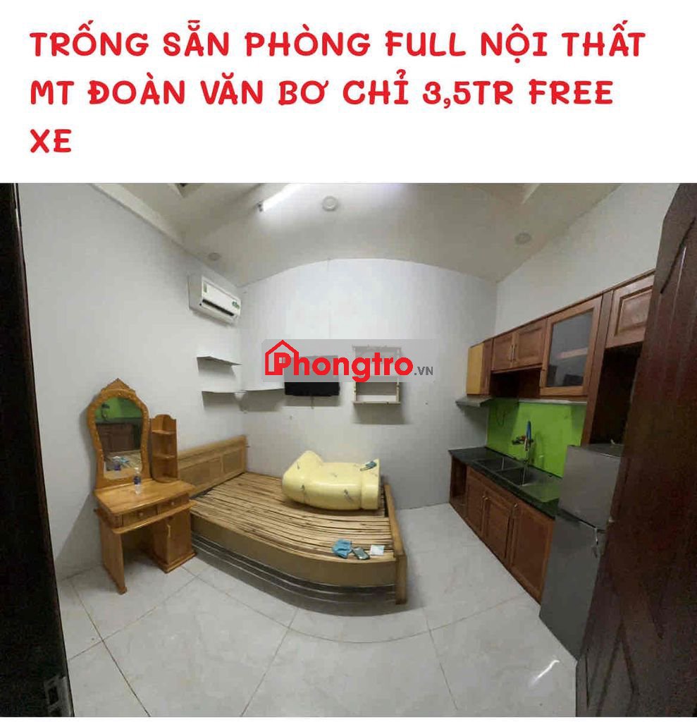 CHO THUÊ PHÒNG FULL NỘI THẤT NGAY TRỆT,MẶT TIỀN XÓM CHIẾU CHỈ 3,5 TR