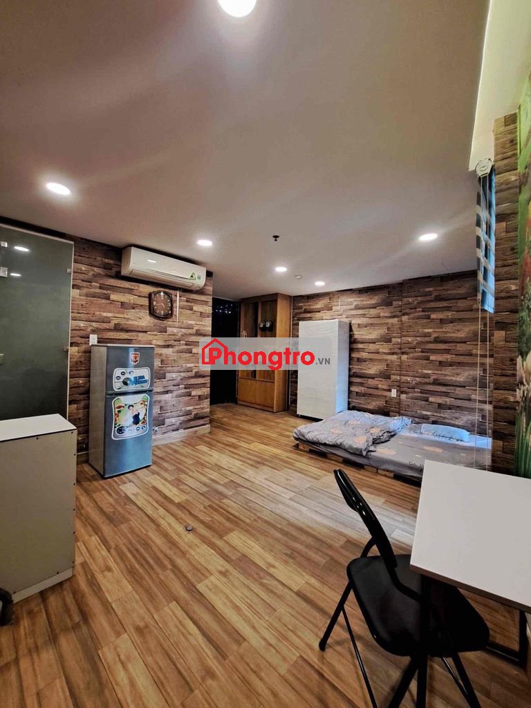 CHO THUÊ PHÒNG STUDIO TONE GỖ ẤM, FULL NỘI THẤT, TOÀ THANG MÁY