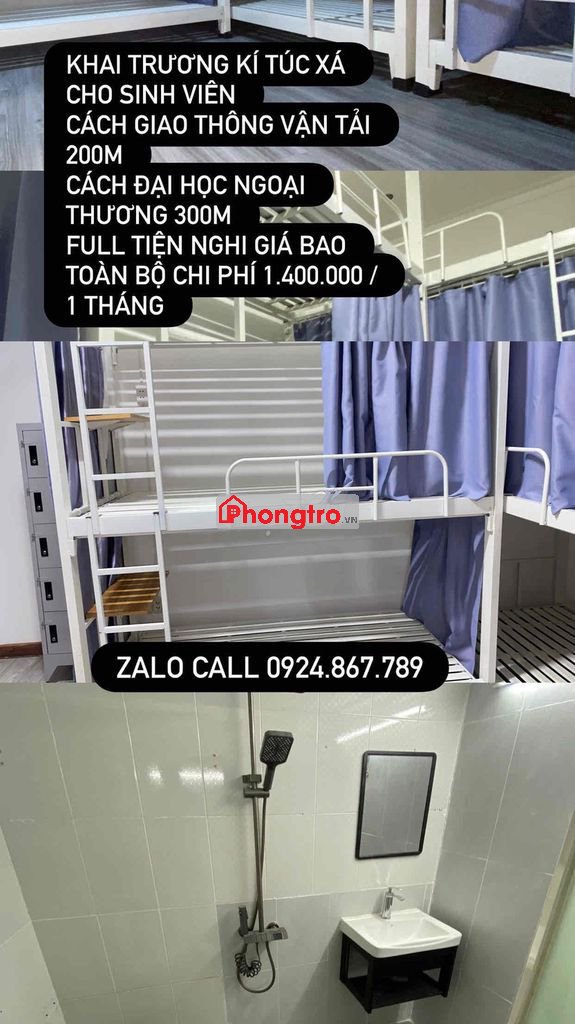 ký túc xá mới khai trương đi bộ qua trường đại học nhận giữ giường