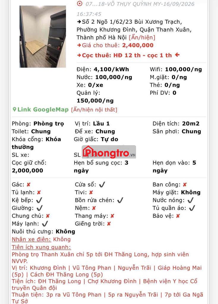 trọ giá rẻ hà nội