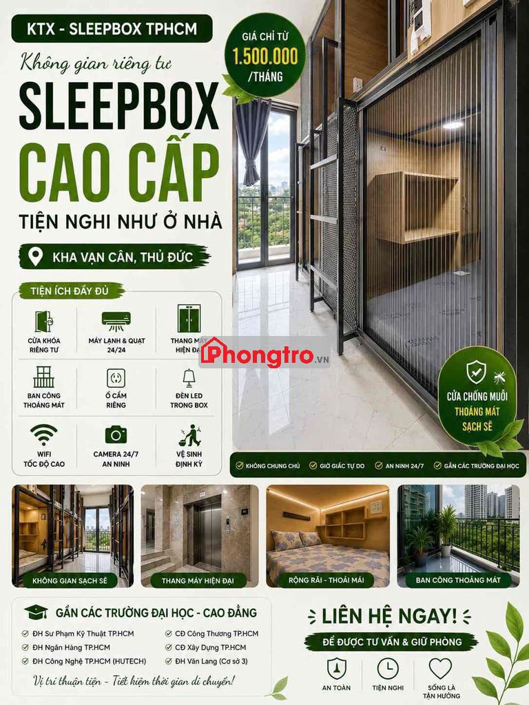 🏡 Gần CĐ CÔNG NGHỆ TPHCM - SLEEPBOX MỚI 100%–CÓ THANG MÁY + BAN CÔNG🏡